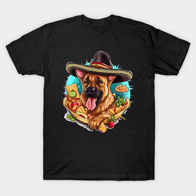 Mexican German Shepherd Fiesta Cinco de Mayo T-Shirt by teestore_24